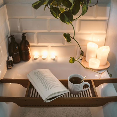 A tray with a book on it