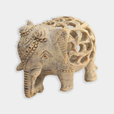 Mother and Baby Elephant Carved Sculpture