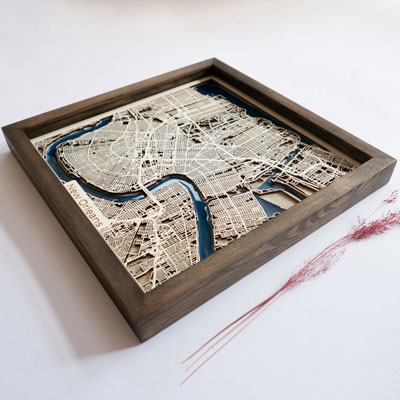 New Orleans Wood Map