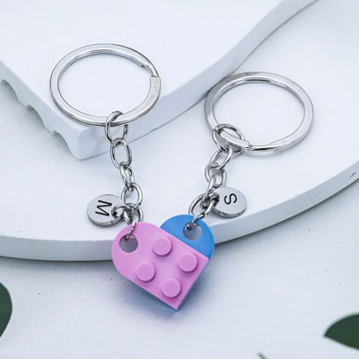 Personalized Initial Heart Keychain